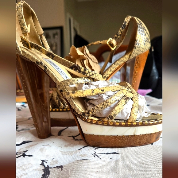 Jimmy Choo Snake Platform Sandals - Picture 1 of 14